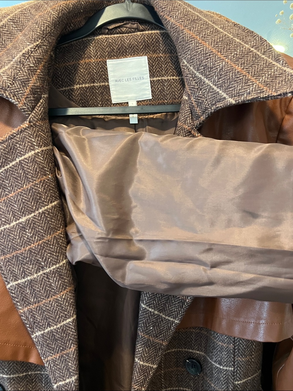 Avec Les Filles Brown Mixed-Media Trench Coat NWT - Picture 14 of 16